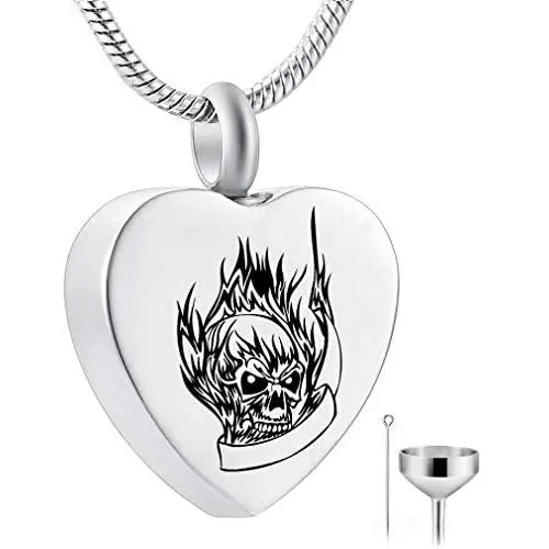 HQ Engraved Heart Cremation Jewelry Memorial Urn Ashes Holder Stainless Steel Love You Infinite Wife Pendant Necklace