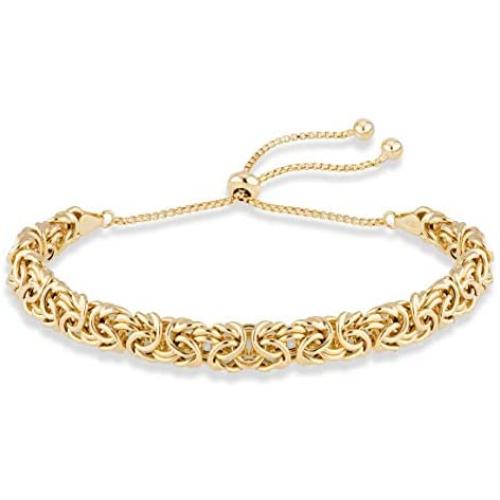 MiaBella 925 Sterling Silver Italian Byzantine Bolo Bracelet for Women, Adjustable Bracelet Handmade in Italy