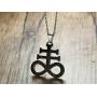 MEALGUET Leviathan Cross Pendant Church of Satan Satanic Symbol Stainless Steel Jewelry Brimstone Necklace for Men Women,24'' Chain