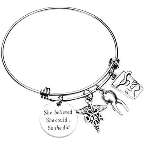 ecobuty Dentist Gift Dental Assistant Gift She Believed She Could So She Did Dental Hygienist Gift Inspirational Jewelry Dentist Graduation Gift