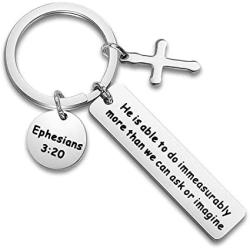 WUSUANED Christian Keychain He is Able to Do Immeasurably More Than We Can Ask Or Imagine Religious Ephesians 3:20 Jewelry Bible Verse Gift