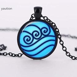 Davitu Brand Avatar the Last Airbender necklace, Legend of Korra Water Tribe Glass Pendant Jewelry silver pendants for men - (Metal Color: Silver)