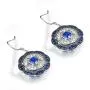 Merthus Antique Vintage Cluster Created Blue Sapphire Statement Hook Dangle Earrings 925 Sterling Silver Merthus Antique Vintage Cluster Created Blue Sapphire Statement Hook Dangle Earrings 925 Sterling Silver