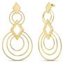 CATHERINE MALANDRINO 3 Inch Circle and Diamond Geo Shape Yellow Gold-Tone Dangle Earrings for Women