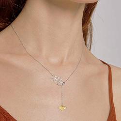 Bee Necklace Sterling Silver Gold Plated Geometric Honeycomb Bumble Bee Y-Necklace Beehive and Bee Pendant Necklace
