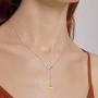 Bee Necklace Sterling Silver Gold Plated Geometric Honeycomb Bumble Bee Y-Necklace Beehive and Bee Pendant Necklace