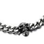 COOLSTEELANDBEYOND Mens Stainless Steel Curb Chain Skull Necklace Silver Color Gothic Style 30.3MM 22 inches