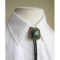 Bolo Tie for Men Turquoise Natural Stone Genuine Leather String Pendant Necklace Native Western Cowboy Bola Tie Jewelry