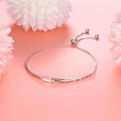 Sterling Silver Engraved Inspirational Adjustable Infinity Bracelet Graduation Gift for Mother Sister Best Friend Jewelry for Women