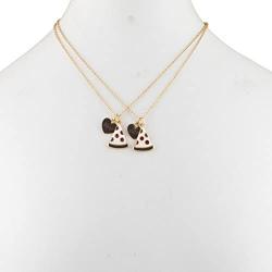 Lux Accessories Goldtone Enamel Pizza Emoji BFF Best Friend Forever Necklace (2pc)