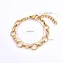 BUNSIKUNG Jewelry Womens 14K Gold Plated 316L Stainless Steel Link Chain Bracelet