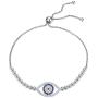 TONGZHE Blue Evil Eye Tennis Bracelet in Sterling Silver 925 with Cubic Zirconia CZ and Adjustable 10'' Box Chain