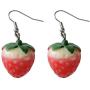 Ji Sheng Cute and Sweet Big 3D Strawberry Dangle Drop Earrings for Women Girls Fashion Jewelry
