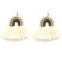Boho Cotton Tassel Earrings for Women Girls Pearl Drop Earrings Vintage Handmade Green Fringe Dangle Earrings