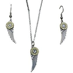 Bullet Wing Necklace & Dangle Earrings Brass 380 Casings. With or Without Swarovski Crystals.