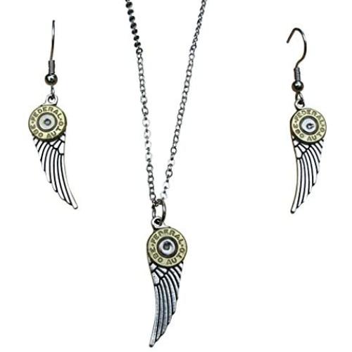 Bullet Wing Necklace & Dangle Earrings Brass 380 Casings. With or Without Swarovski Crystals.