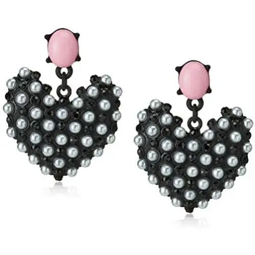 Betsey Johnson Faux Pearl Heart Drop Earrings Betsey Johnson Faux Pearl Heart Drop Earrings