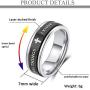 ALEXTINA 7MM Black Stainless Steel Bible Verse Isaiah 41:10 Joshua 1:9 Christian Ring Spinner Wedding Band Size 6 to 12