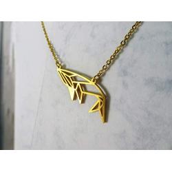 La Menagerie Whale Gold Origami Jewelry & Gold Geometric Necklace – 18 Karat Plated Gold Necklace & Whale Necklaces for Women – Whale Necklace for Girls & Origami Necklace