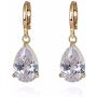 GULICX Party Jewelry Gold Tone White Teardrop Crystal Clear Cubic Zirconia Leverback Dangle Earrings