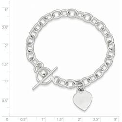 925 Sterling Silver Dangling Engraveable Heart Charm Bracelet 7.25 Inch Fine Jewelry For Women Gifts For Her