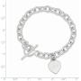 925 Sterling Silver Dangling Engraveable Heart Charm Bracelet 7.25 Inch Fine Jewelry For Women Gifts For Her
