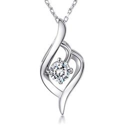 AmorAime Silver Necklace for Women 925 Sterling Silver Heart Necklace Cubic Zirconia Love Knot Adjustable Dainty Necklace Gift for Mothers Day or Anniversary