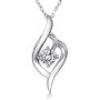 AmorAime Silver Necklace for Women 925 Sterling Silver Heart Necklace Cubic Zirconia Love Knot Adjustable Dainty Necklace Gift for Mothers Day or Anniversary