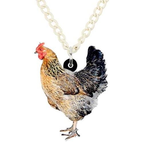 NEWEI Acrylic Unique Chicken Hen Rooster Necklace Chain Pendant Choker Fashion Farm Animal Pet Jewelry for Women Gift Charm
