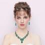 BriLove Womens Wedding Bridal Crystal Teardrop Cluster Statement Necklace Dangle Earrings Set