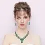 BriLove Womens Wedding Bridal Crystal Teardrop Cluster Statement Necklace Dangle Earrings Set