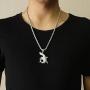TENGLAI Hip Hop Shark Necklace, Long Chain Punk Rock Choker, Crystal Fish Jewelry, Premium Unisex Cubic Zirconia Shark Pendant with 24'' Rope/Box Chain