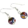 GlassOfVenice Murano Glass Mosaic Millefiori Ball Earrings - Silver