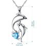 Dolphin Necklace 925 Sterling Silver Dolphin Jewelry with Blue Heart Shaped Crystals Circle Pendant Necklace Dolphin Mother Day Gift for Women Girls