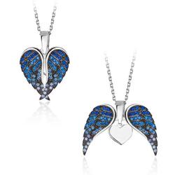 925 Sterling Silver Angel Wing Necklaces for Women,Heart Necklaces for Women, Cubic Zirconia Angel Wing Heart Pendant Charm Necklace for Women, Asthetic Jewellery for women