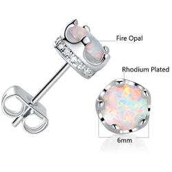 GEMSME Opal Halo Cubic Zirconia Stud Earrings Hypoallergenic Jewelry for Women Girls