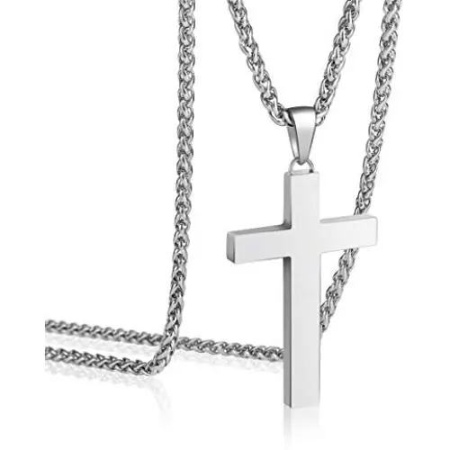 P. BLAKE Stainless Steel Cross Pendant Necklace for Men Boys Jewelry Gift, Chain Necklace 24 Inch P. BLAKE Stainless Steel Cross Pendant Necklace for Men Boys Jewelry Gift, Chain Necklace 24 Inch
