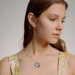 POPLYKE Lotus Flower Necklace for Women Sterling Silver Lotus with Blue/Purple/Volcano Crystal Jewelry for Girls Mom Birthday