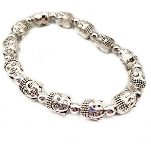 MANRUO Feng Shui Tibetan Silver Bead Bracelet Buddha Power Bracelets Attract Wealth and Good Luck Jewelry