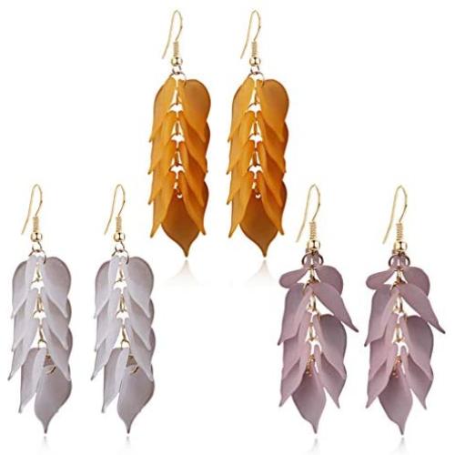 Acrylic Flower Long Drop Earrings For Women jewelry Geometric Handmade big Petal Fashion Earrings Statement earring 3 pairs