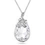 Alantyer Austrian Crystal Teardrop Necklace with Lucky Olive Leaf Birthstone Pendant 14K White Gold Plated Chain Necklace for Women Girls Silver Jewelry Gift 18