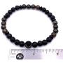 Mens Warrior Stone Lava Stretch Bead Bracelet Handcrafted in USA - Brown / Black