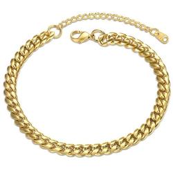 EPIRORA Ankle Bracelets for Women & Teen Girls, Adjustable Dainty Layered Butterfly Anklet White Gold Plated Stainless Steel Summer Beach Foot Jewelry