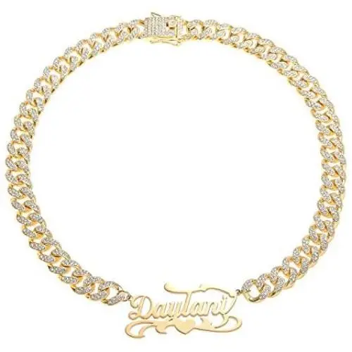 MANZHEN Name Plate Necklaces 12mm CZ Cuban Chain Necklace Personalised Name Jewelry 18in Boyfriend Birthday Gift MANZHEN Name Plate Necklaces 12mm CZ Cuban Chain Necklace Personalised Name Jewelry 18in Boyfriend Birthday Gift
