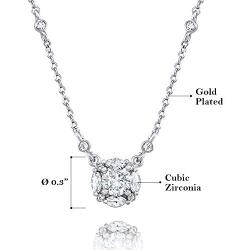 Daring Jewelry 14k Cubic Zirconia Gold Plated Round Cut Solitaire Necklace 16.5 inch + 2'' Extender