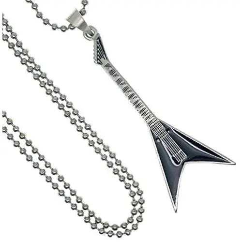 Heavy Metal Jewelry V-Shaped Electric Guitar Biker Gothic Punk Rock Music Protection Amulet Pewter Boys Mens Pendant Necklace Charm for men w Silver Ball Chain Heavy Metal Jewelry V-Shaped Electric Guitar Biker Gothic Punk Rock Music Protection Amulet Pewter Boys Mens Pendant Necklace Charm for men w Silver Ball Chain