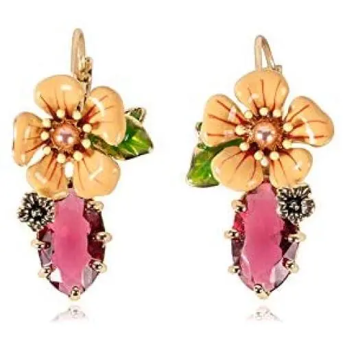 Pink Zircon Hook Earrings Enamel Glaze Flowers Drop Earrings for Women Teen Girls Birthday Christmas Friendship Mothers Day Gift Pink Zircon Hook Earrings Enamel Glaze Flowers Drop Earrings for Women Teen Girls Birthday Christmas Friendship Mothers Day Gift