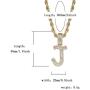 GUCY Gold Plated Initial Pendant Necklace Women/Men Iced Out Baguette Letter Pendant Necklace with 24''Rope Chain