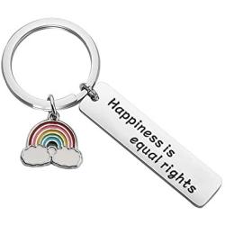 CENWA LGBTQ Rights Gift Human Rights Gift Rainbow Pride Jewelry Happiness is Equal Rights Keychain