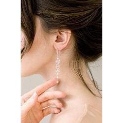 SWEETV Long Marquise Wedding Birdal Earrings for Brides, Bridesmaid, Crystal Chandelier Dangle Earrings for Women Prom